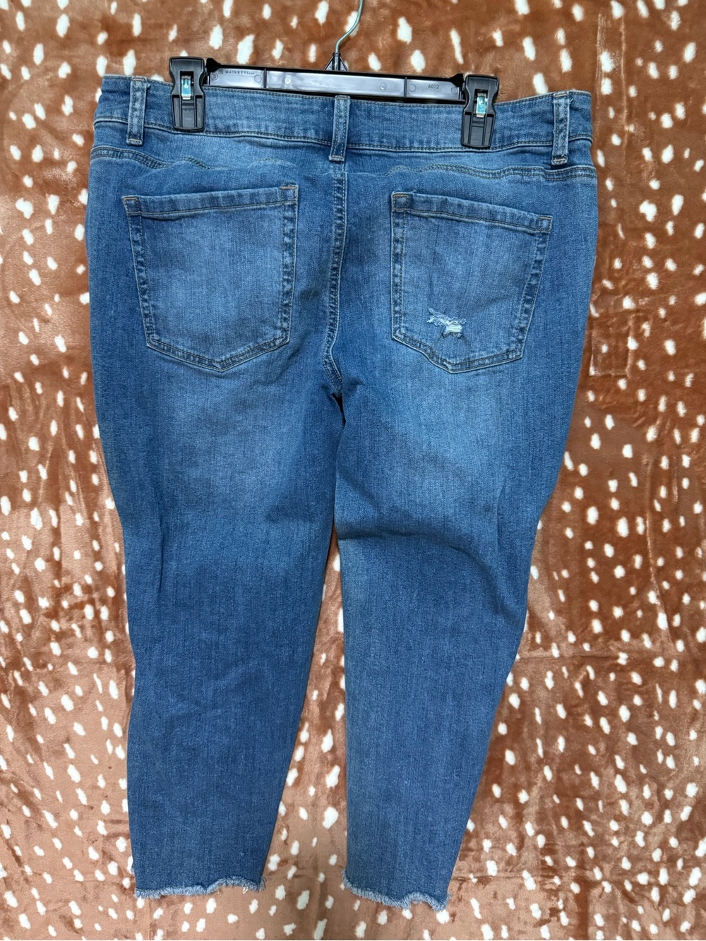 Maurices Distressed Dark Blue Cropped Jeans - Picture 2 of 3